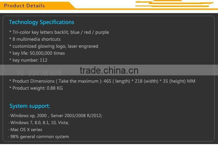 Wired 3 color Gaming Keyboard led/Backlight USB Professional Gaming Keyboard