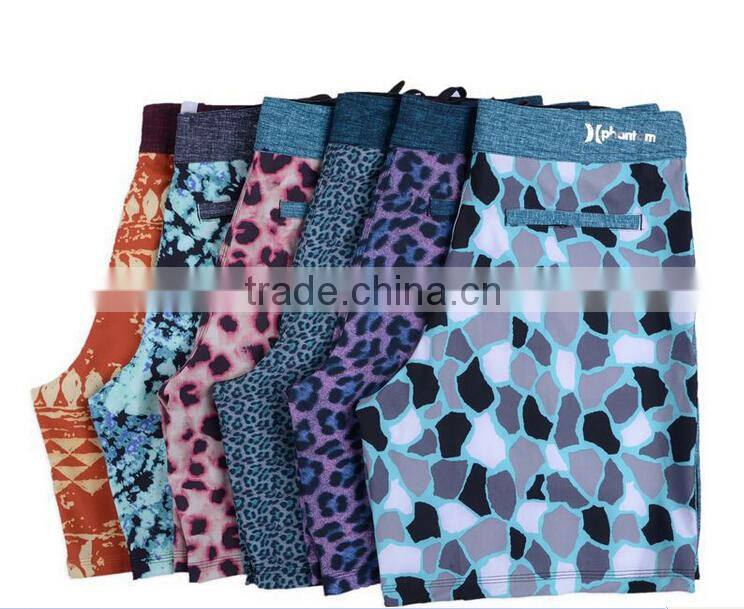Purple leopard funny board shorts