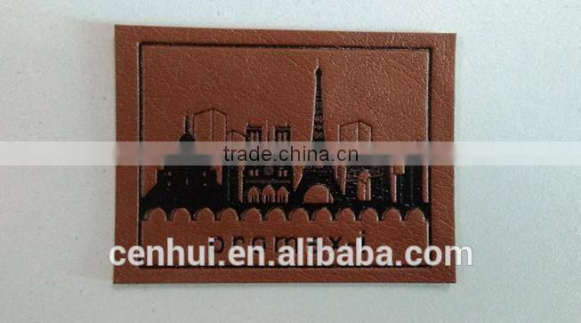 2015 high quality custom embossed leather patch for shoes & garment