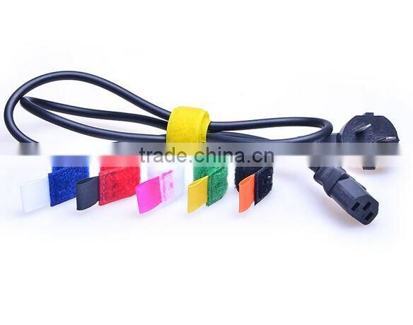 Colorful adjustable hook and loop wire cable tie with label tag