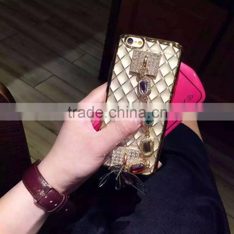 Luxury Shockproof Bling Plating Rhombus Soft TPU Cover Case For iphone 6/6 Plus