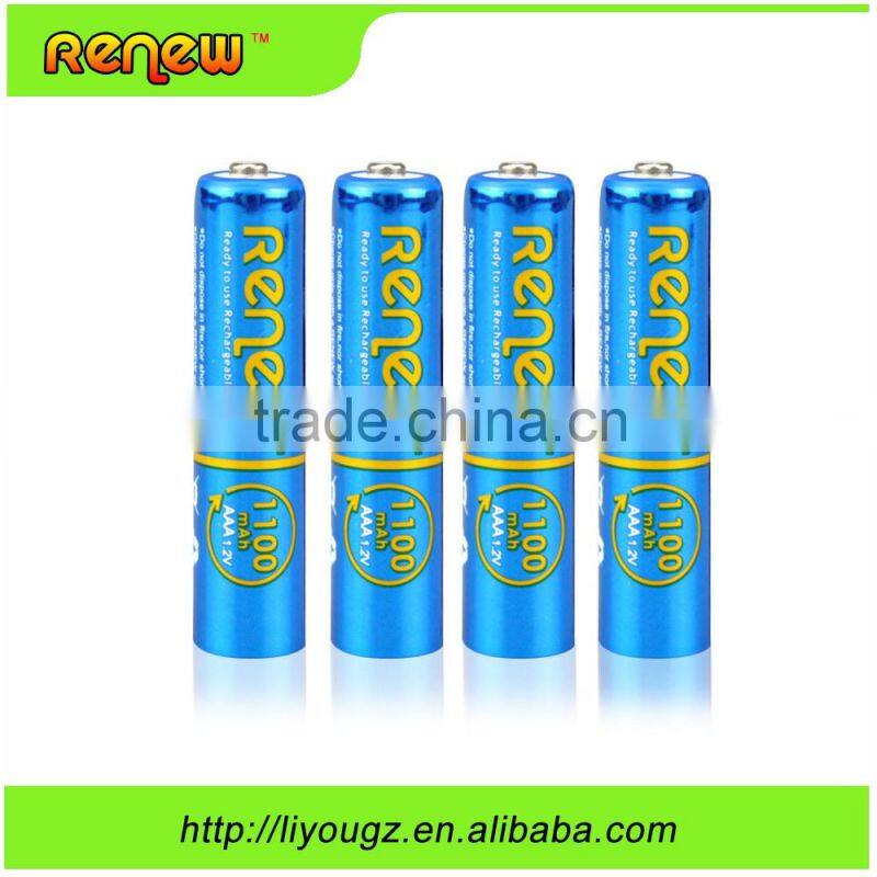 RENEW brand Ready-To-Use NiMH 1100mAh AAA Rechargeable Batteries, 8 Pack