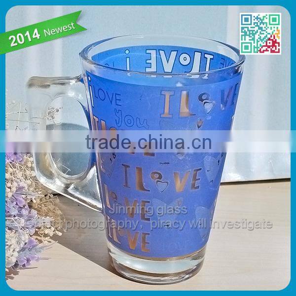 Hot sale high quality coffee glass with handle wholesale colored coffee glass