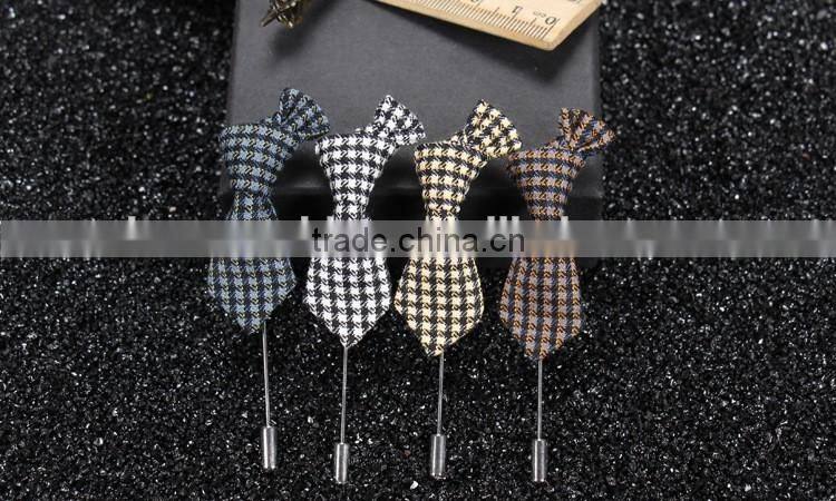 Western Classic Tie Shaped Lapel Pin,Fashion Plaided Long Needle Pins For Dresses