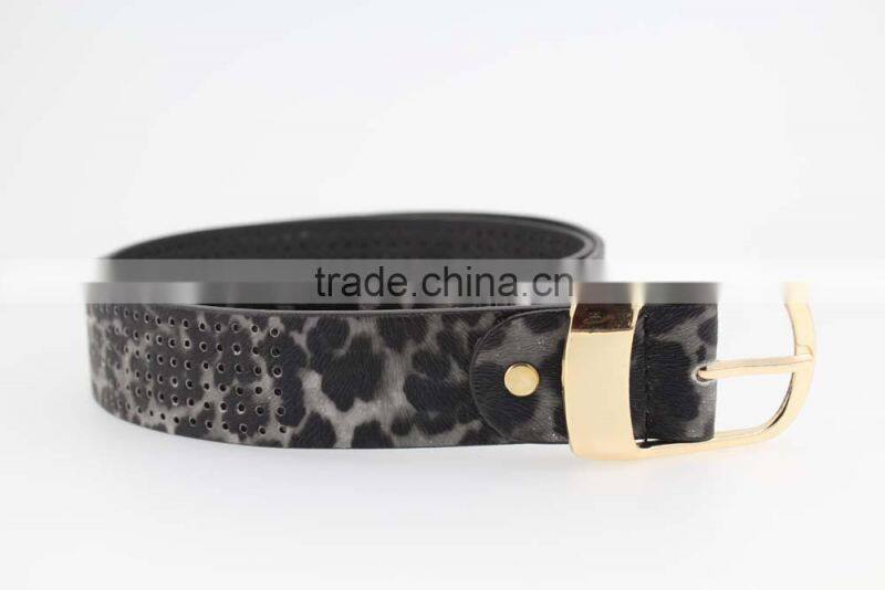 2015 Designer Fashion Women's leopard pointed Plain Pierced belt with Fuax leather factory china