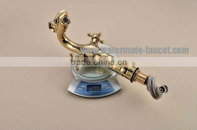 lavatory faucet dual handle basin faucet in gold finish