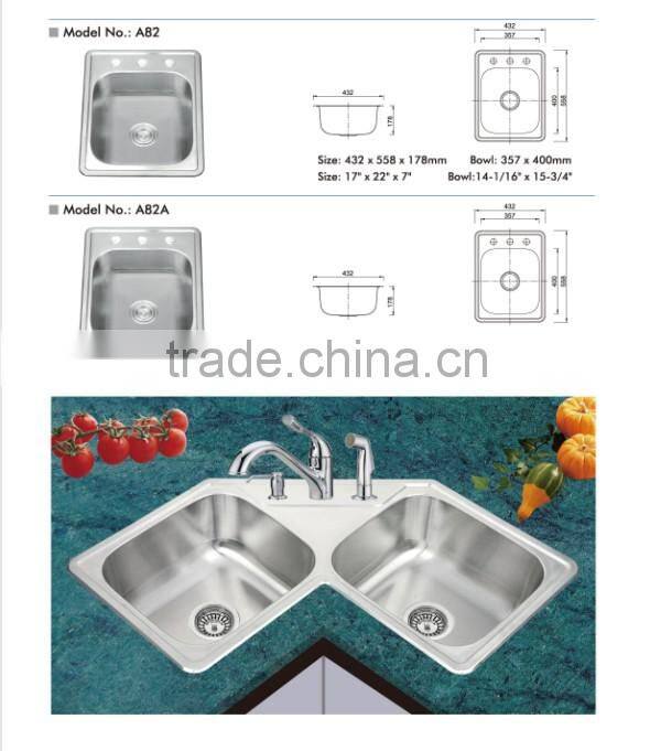 SUS304 round corner kitchen sink