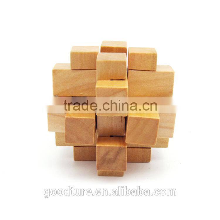 2015 Hot Sale Wooden IQ Intelligent Puzzle Magic Puzzle Kongming Lock Brain Teaser Model Number GAD1074