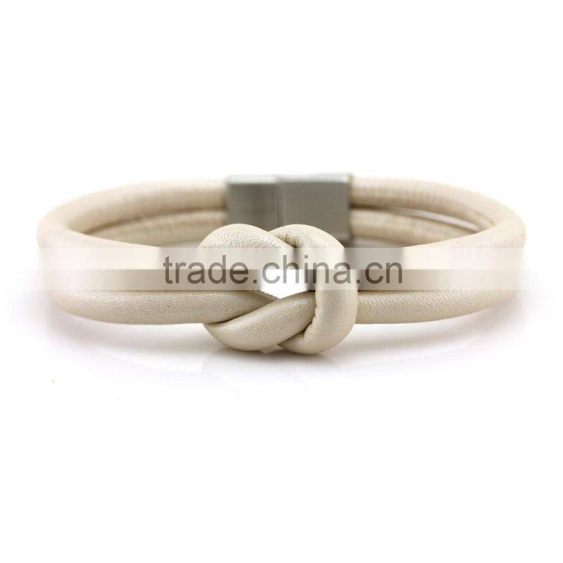 Summer top quality real leather bracelet snakeskin stainless steel buckle bangle in 2016