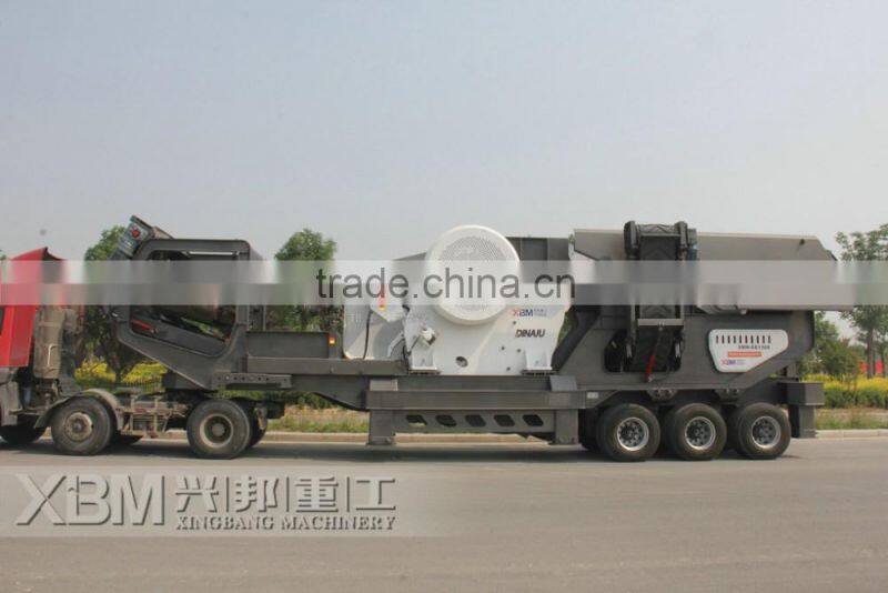 Stone mobile crusher, mobile jaw crushing plant, wheel type jaw crusher