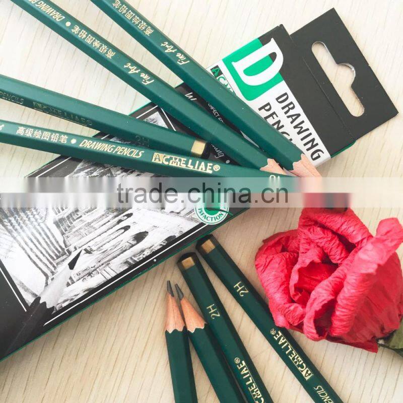 7" hexagonal shape drawing 2H pencil with dipped end, EN71