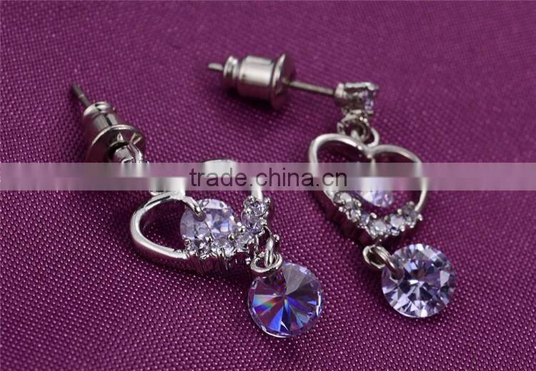 Fashion jewelry 2015 crystal earring fashion silver earring Wedding Bridal jewelry