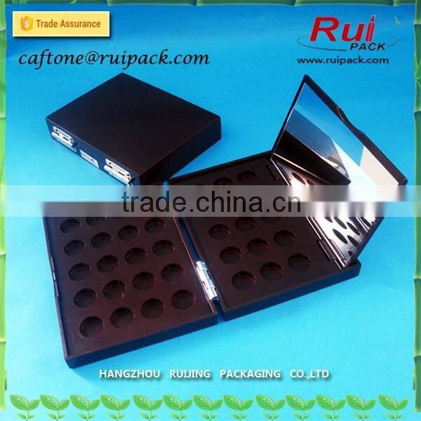 Mini cute compact powder cases with mirror, double layer fashion black empty cosmetic makeup compact powder case