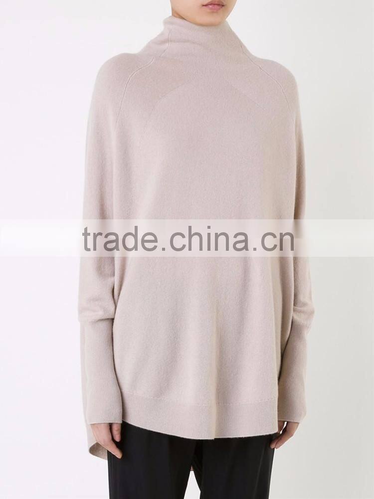 Ladies Beige cashmere turtleneck oversized jumper sweater