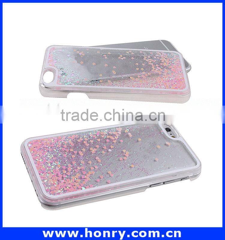 Mobile accessories popular hard pc flowing glitter liquid case moving glitter case for iphone 6 china wholesale