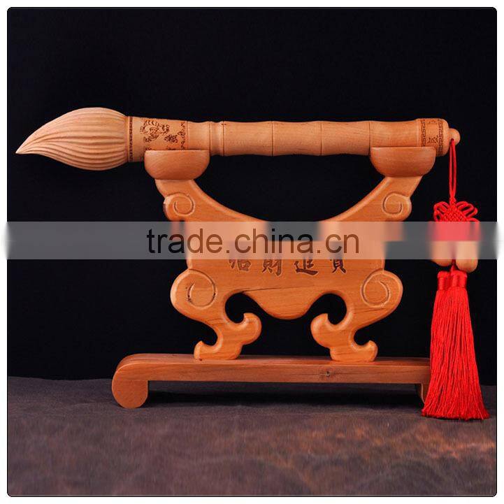 Peach wooden wen chang pen decoration