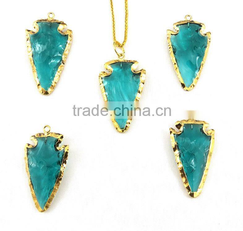 Smoky Obsidian 2" - 2.50" Gold Electroplated Arrowhead