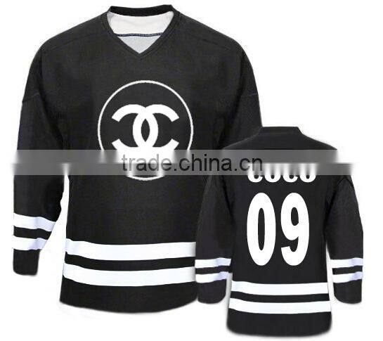 2015 new fashion wholesale black hockey jersey
