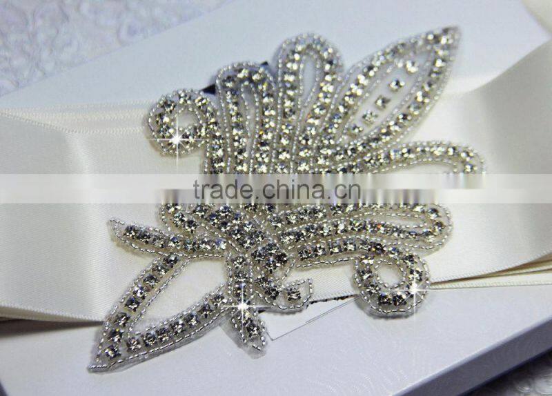 Bridal beaded rhinestone appliques to sew for wedding dresses and iron on rhinestones appliques wholesale