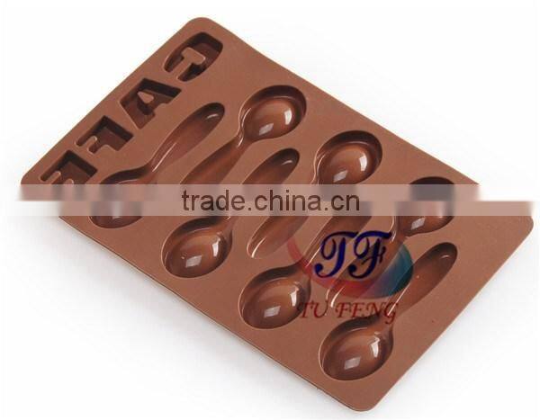7 holes food grade silicone 3d cafe chocolate spoon mould