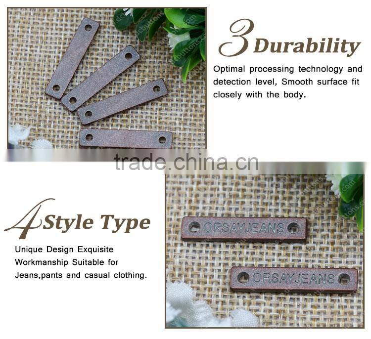 Garment Accessories Custom Metal Logo Plate for Handbags, Jeans,Bag and Overcoat