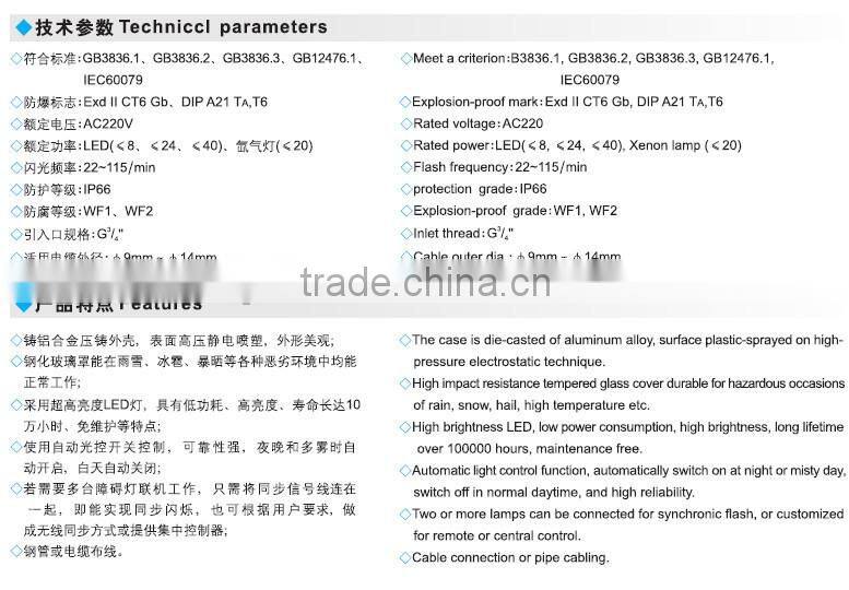 BHZD explosive protection flashing light for tower