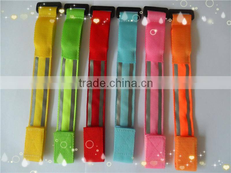 2015 New Style 2.5 cm Nylon Flashing LED Snap Reflective Bracelet
