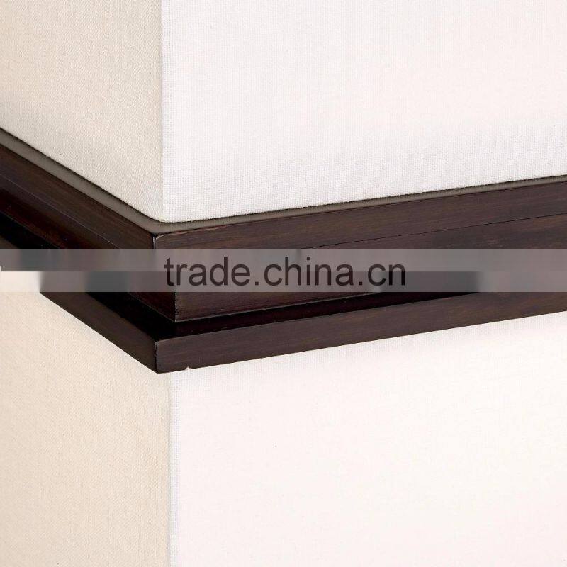 1026-5 glass reflector bowl deep coffee wood accents white linen shades bold lighting style Floor Lamp