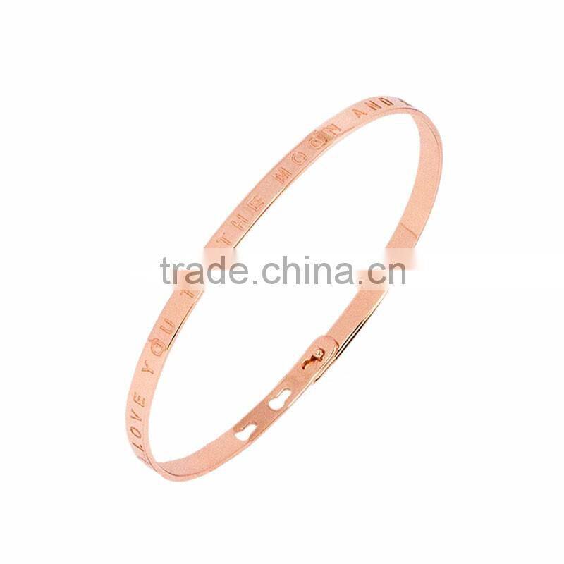Memories Bangles with Customize Design Word 'I LOVE YOU TO THE MOON AND BACK' with 4mm/7mm Width