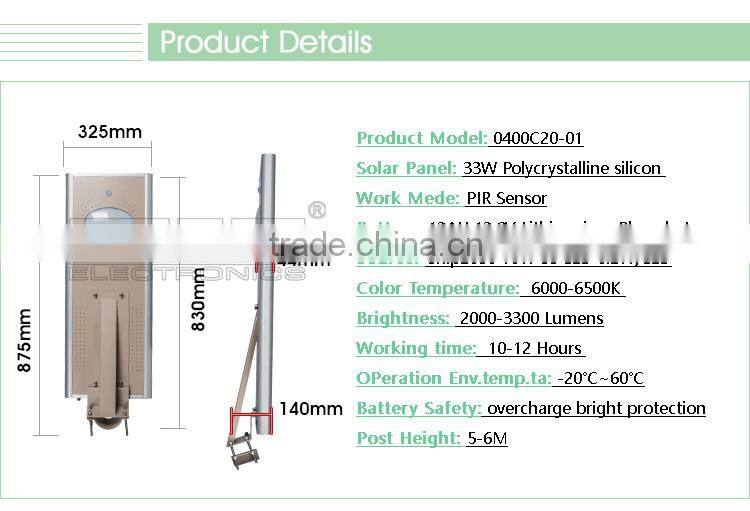 IP67 Waterproof high power 25w all in one solar street lamp