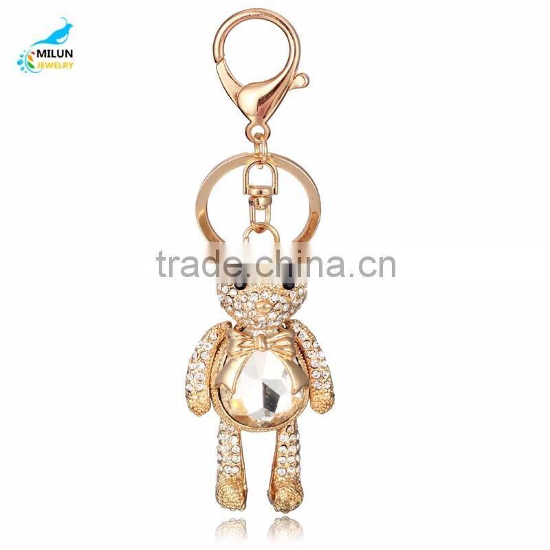 Custom made alloy opal crystal doll bears keychain