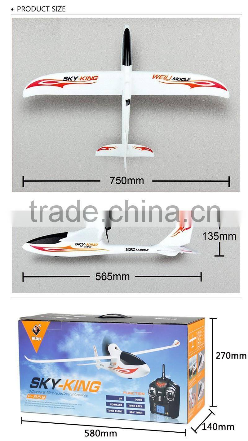 Wltoys F959 Sky King 3CH RC Airplane Push-speed glider Fixed Wing Plane RTF VS WLtoys F929 F939 F949