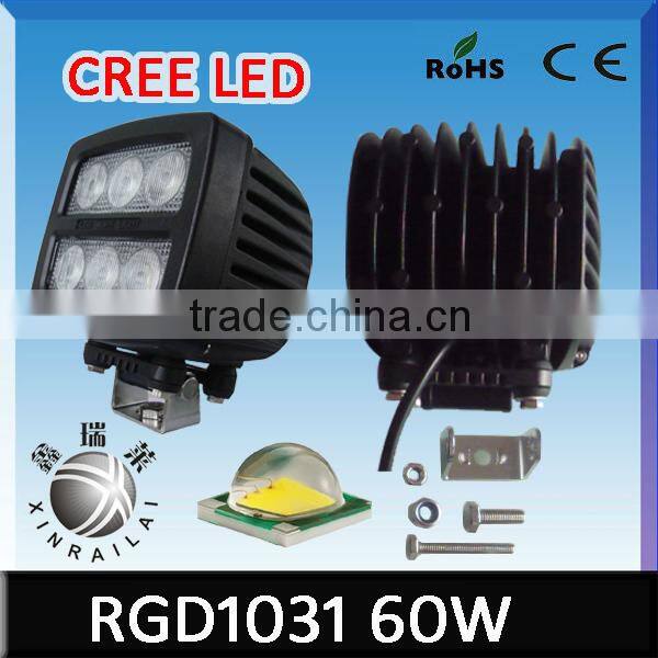 square 60w offroad led work light RGD1031 9-32v DC high quality led work light.led fog light