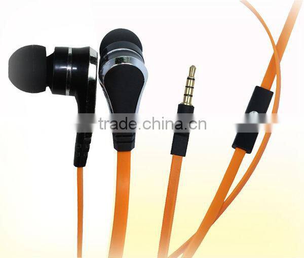 Flat cable fashion earphone for iPhone/Sony/Samsung mobile phones