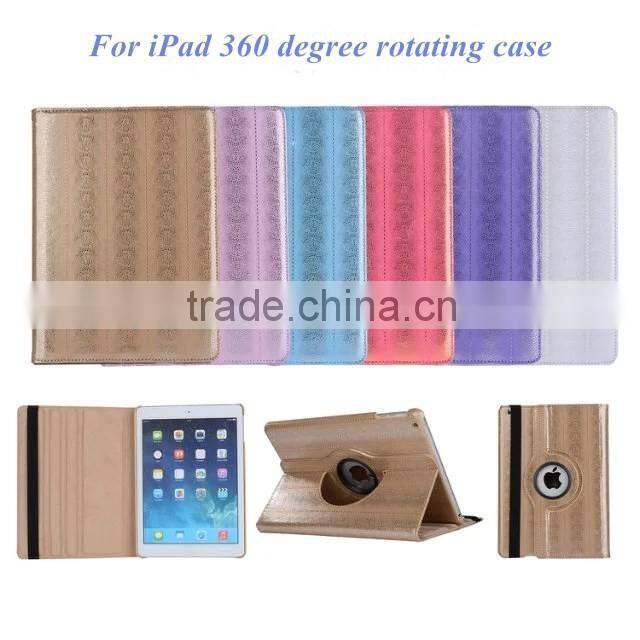 Hot selling factory price for ipad case flip leather stand case 360 degree rotating cover case
