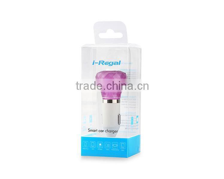 Professional universal Plastic colorful micro dual usb car charger for iphone6