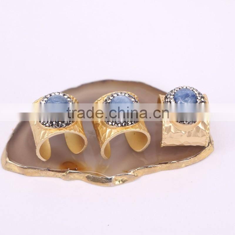 Natural Amazon Gold Plated Druzy Ring, Gold Plated Metal Brass Gemstone Druzy Ring, Fashion Stone Jewelry Druzy Stone Ring