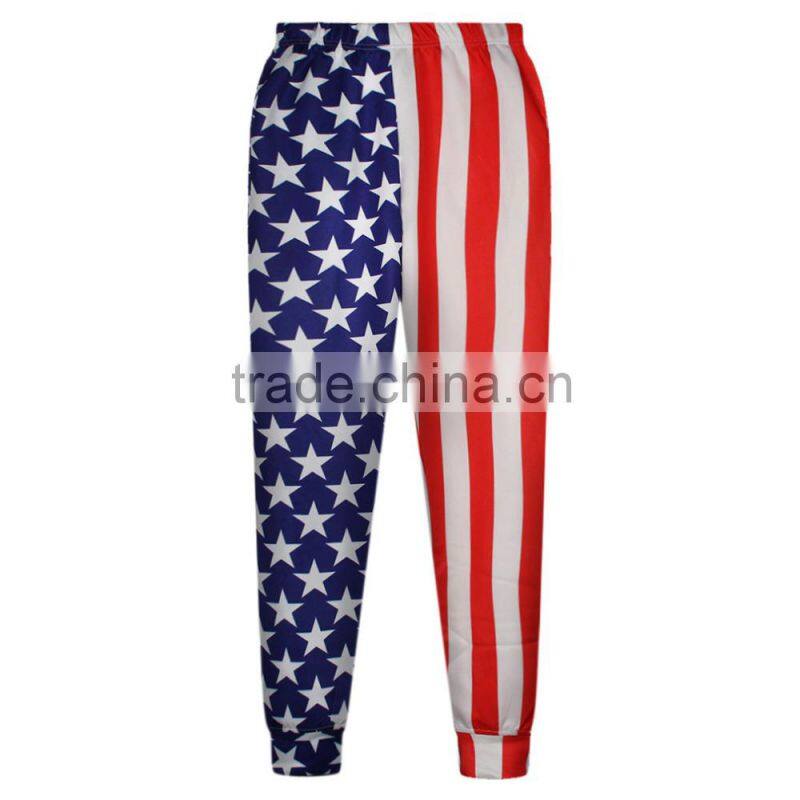 2015 new fashion Casual pants Polyester and Spandex High Quality US Flag Digital Print Pants N18-30