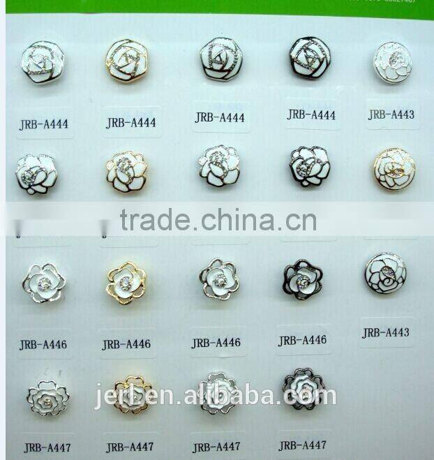 Wholesale bulk metal crystal rhinestone fashion button rhinestone button for wedding