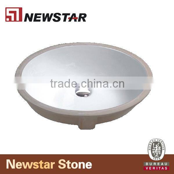 rectangle bathroom undermount ceramic sink with overflow hole
