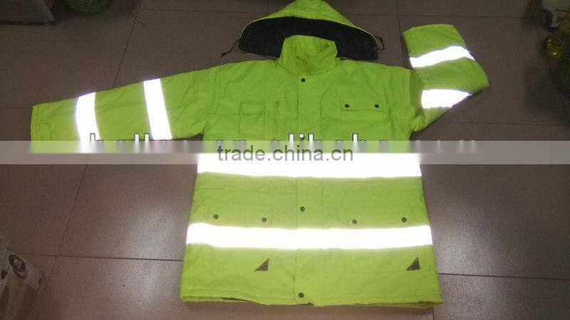 high visibility yellow reflective safety jacket