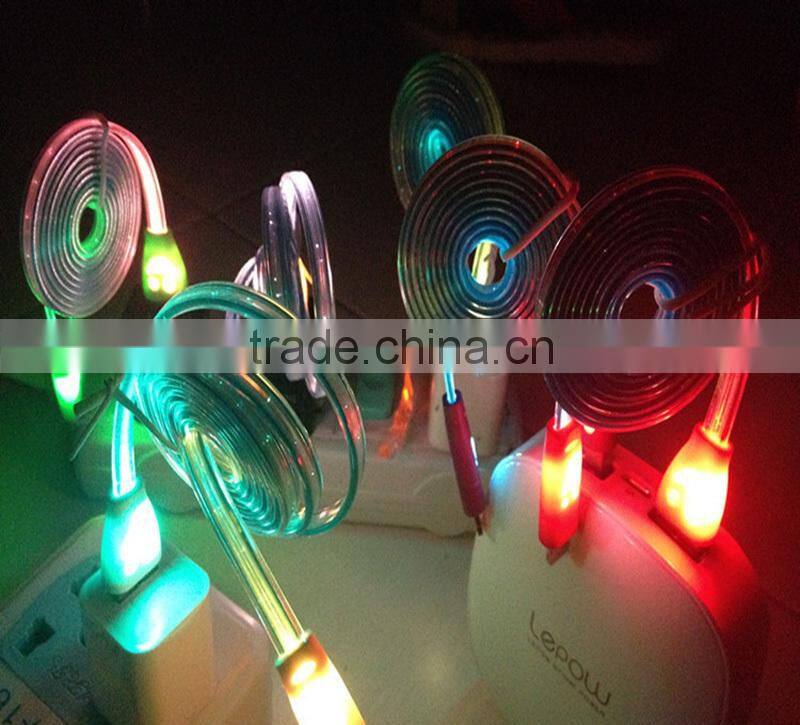 micro usb data cable with charging and data transferring function With LED Lighting