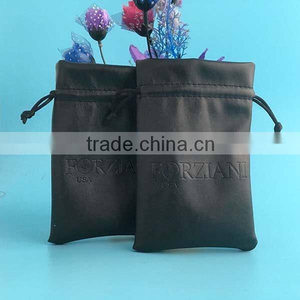 custom wholesale drawstring pu leather bag with logo printing