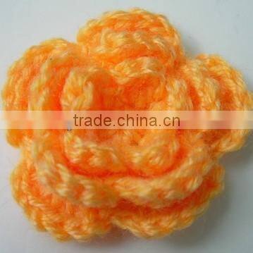 soft orange mohair decorative crochet flowers knitted baby cap/crochet decorative flower