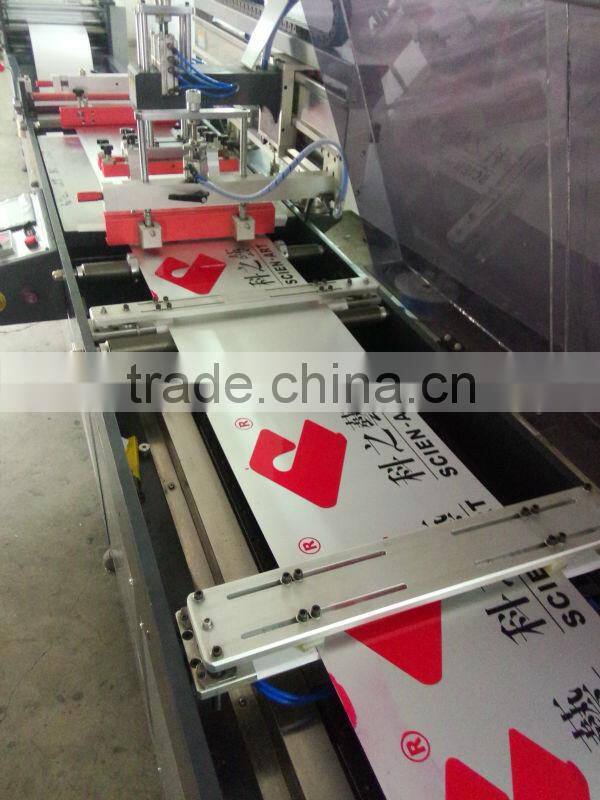 roll material Automatic Flatbed Screen Priting Machine+UV dryer/IR tunnel+ lamination+cutting