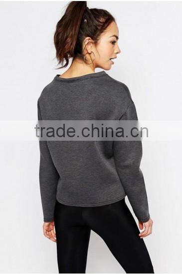 2016 Latest design Grey Pullover Scuba oversized hoodies for women