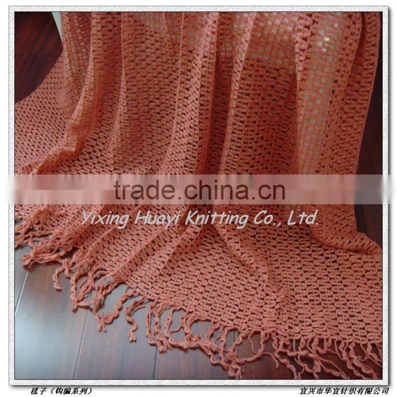 Acrylic cable crochet knit travel blanket