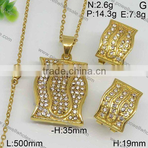 Hot deisgns wholesale american diamond jewelry gold plated jewelry set