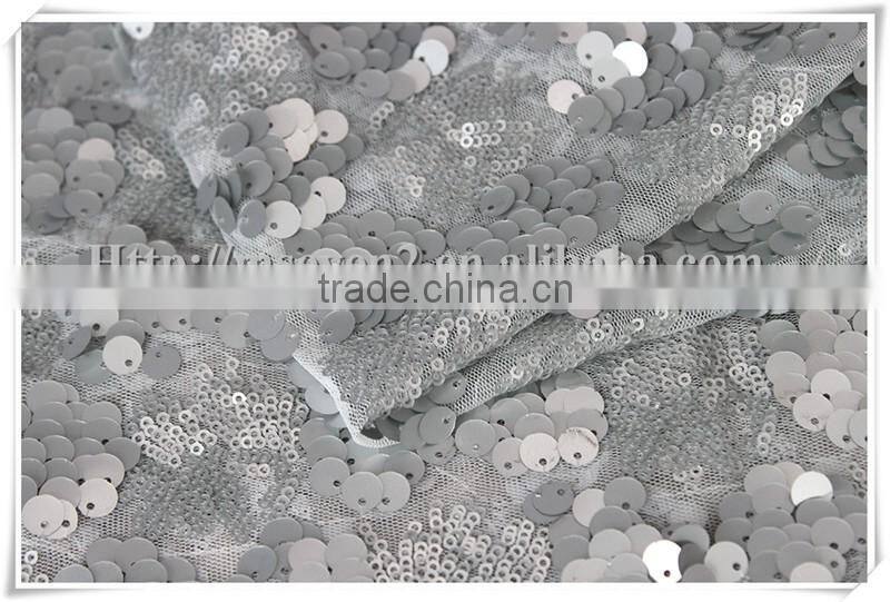 Latest Wholesale gray sequin fabric india/100 polyester glitter sequin fabric