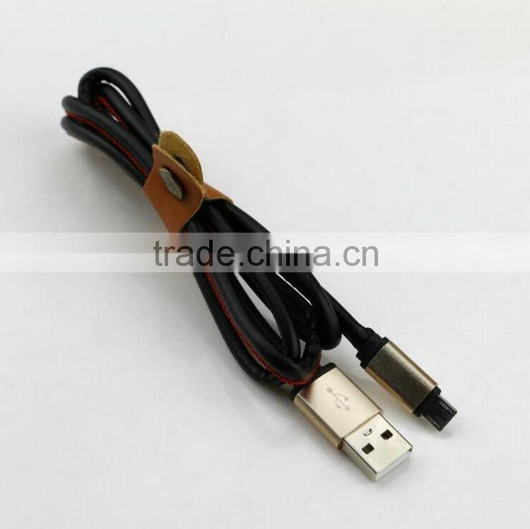 High Quality Colorful Leather Micro USB Data Line Charger Cable For Iphone5s 6 6splus Android Phones